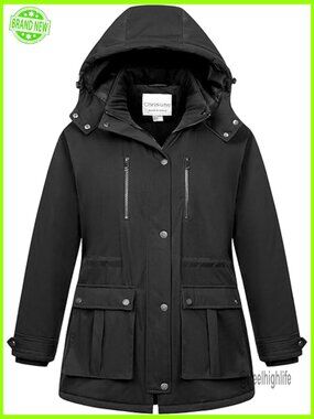 Plus Size Insulated Military Parka Jacket Waterproof Fleece Hooded
